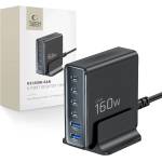 Tech-Protect dc160w-gan 6-портово настолно зарядно pd 160w / qc3.0 черно (5906302335695)