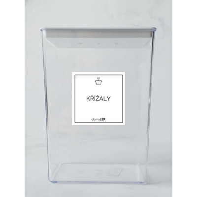 DomaLEP KŘÍŽALY bílá samolepka na dózu základní písmo 5 x 5 cm