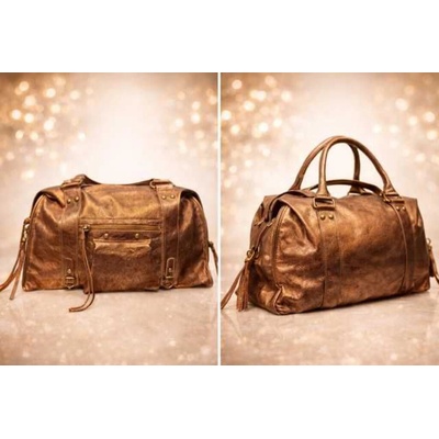 Max Original Leather Dámska kožená kabelka metalic