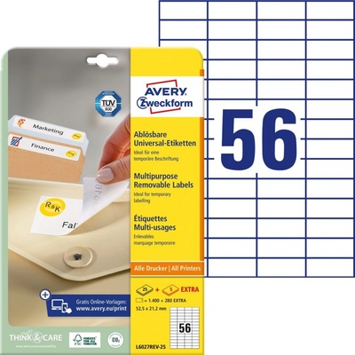 Avery Zweckform L6027REV-25 Snímatelné etikety 52,5x21,2 mm 1680 ks bílé