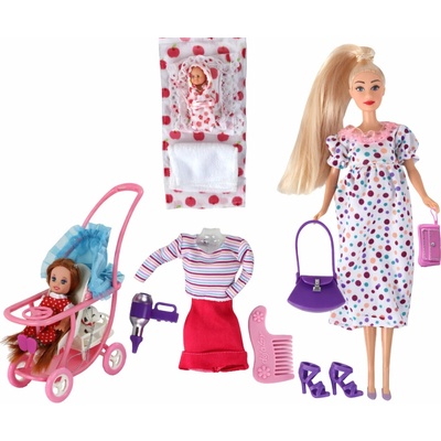 Lean Toys Tehotná Lucy s malou bábikou a doplnkami
