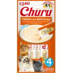 Inaba Foods Churu лакомства за котки с вкус на пилешко и говеждо месо 4x14g