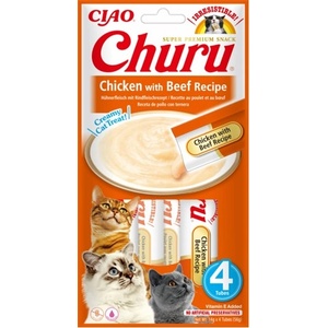 Inaba Foods Churu лакомства за котки с вкус на пилешко и говеждо месо 4x14g