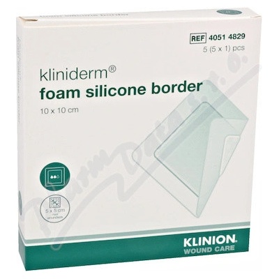 Kliniderm Pěnový silikon.obvaz s okr. 10 x 10 cm 5 ks