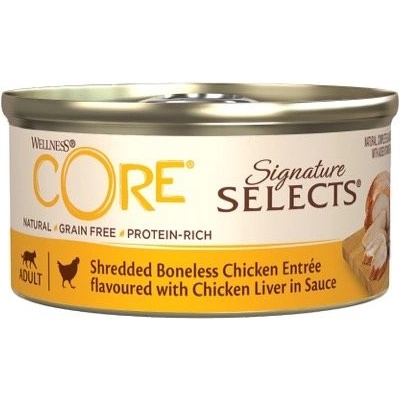 Wellness Core Cat Sign.Selec. kuřecí kousky s kur.jatry v omáčce 79 g