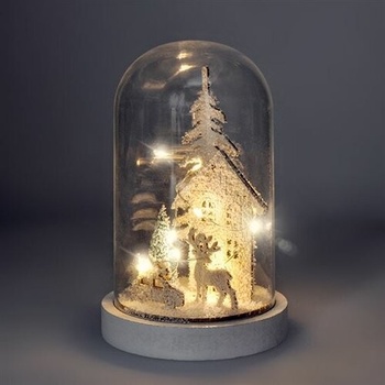 Solight LED vianočný Zasnežený domček biela 18 cm 10x LED 2x AA