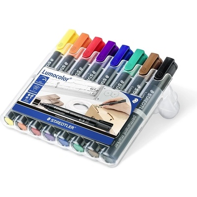 STAEDTLER Маркер Staedtler Lumocolor Перманентен, скосен връх 2-5 мм, различни цветове (8) (350 WP8)