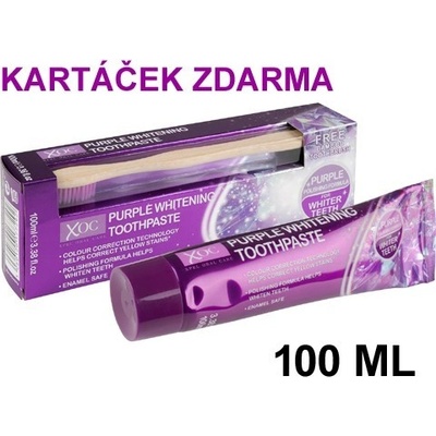 XOC Purple bělicí 100 ml + zubní kartáček bambusový