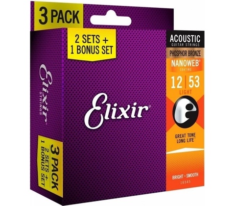 Elixir Phosphor Bronze 012 3 Pack