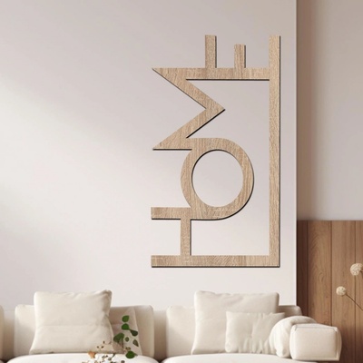 dřevo života Dřevěný nápis na zeď HOME Rozměry (cm): 52x95, Zvolte barvu dekoru: Dub Sonoma