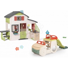 Smoby Set domček Priateľov a preliezačka Auto Friends House Life so šmykľavkou kuchynkou a zvončekom