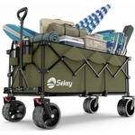 Sekey XXXL Handcart Foldable 300L 200KG Heavy Duty, Extended Folding Handcart with Extra Width 17x10 cm All-Terrain Wheels Handcart, Patented 4-Way Instant Assembly Transport Cart, Olive Green - 4013 (4013)