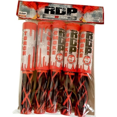 Klásek pyrotechnics Trhací dýmová pochodeň RDP Červená set 5 ks