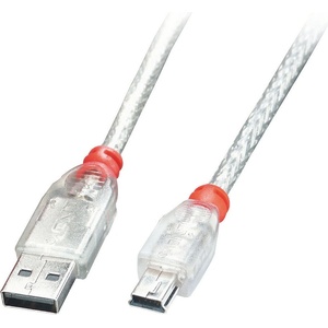Lindy Кабел Lindy, от USB-A(m) към Mini-B(m), 2m, прозрачен (41783)