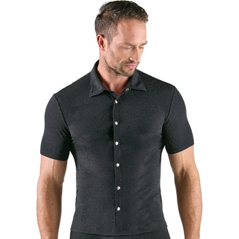 Svenjoyment Shimmering Lurex Tight-fitting Shirt with Short Sleeves 2161940 Black S