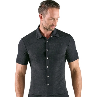 Svenjoyment Shimmering Lurex Tight-fitting Shirt with Short Sleeves 2161940 Black S