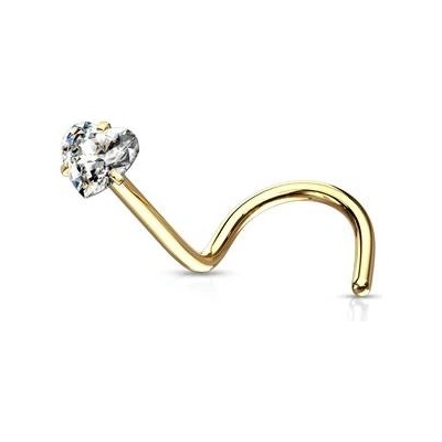 Šperky4U zahnutý zlacený piercing do nosu srdíčko N0139GD