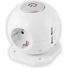 POWER BALL prodlužovačka 3 zásuvky SCHUKO, 2 USB, 1,5m s vypínačem 3G1.5