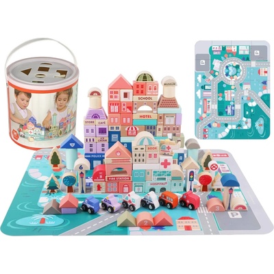 LEAN TOYS Sada kociek Puzzle City 115 ks