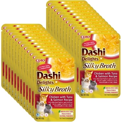 Dashi Delights Silky Broth s kuřecím masem tuňákem a lososem 24 x 40 g