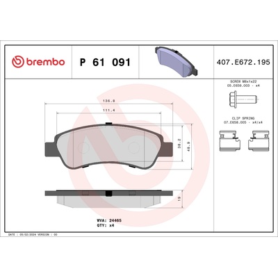 Sada brzdových platničiek kotúčovej brzdy BREMBO P 61 091