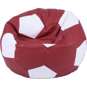 Pufrelax Пуф, топка 400л. Telstar XL - Red & White, Еко кожа, Пълнеж от Полистиролни перли (PUF-G-TXL-PVC-REWH)