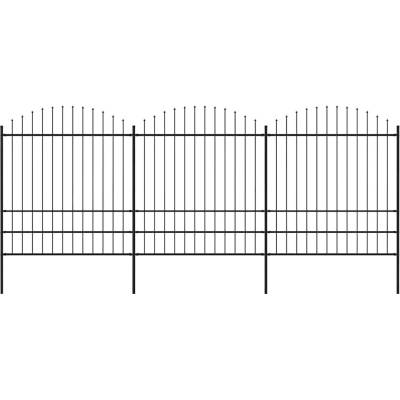 OMAXI Zahradní plot s kopím nahoře ocelový 504 x 200 cm černý 714790