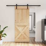 vidaXL Преплъзваща се врата Естествено и черно 85 x 210 cm (3444925)