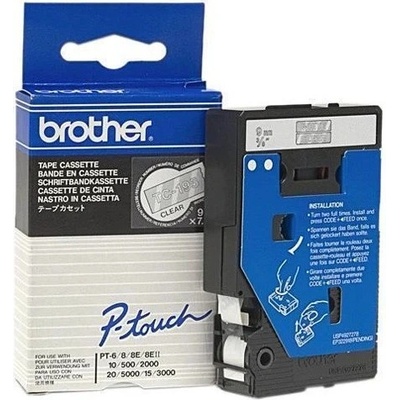 Brother Етикетна лента Brother - TC-195, 9 mm, бяла/прозрачна (TC195)