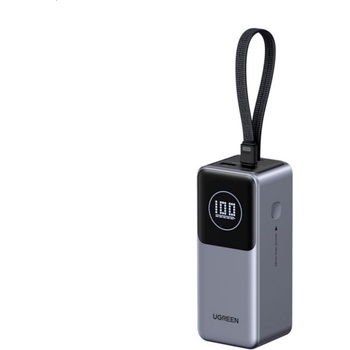UGREEN Външна батерия с USB-A и USB-C портове и вграден USB-C кабел - Ugreen PB723 Power Bank With Integrated USB-C Cable 20000 mAh 130W (тъмносив) (55365B)