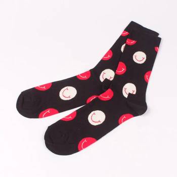 Image 1 of Мъжки памучни чорапи в черен цвят с усмивки