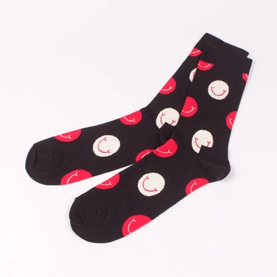 Мъжки памучни чорапи в черен цвят с усмивки