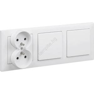 Legrand Legrand- Двоен еднополюсен ключ № 1 и двойна розетка с рамка SUNO 250V бяла (LR0082D)