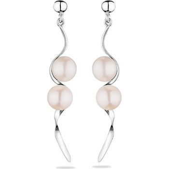 Image 1 of Swan Сребърни обици със сладководни бели перли GE013W Swan