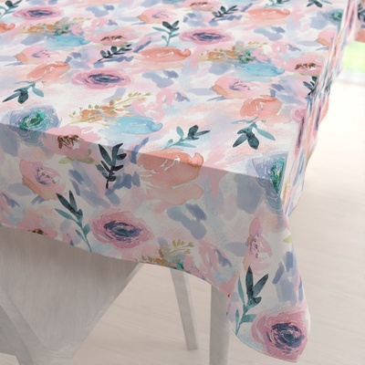 Biante Sametový obdélníkový ubrus Tamara TMR-030 Růžovo-modré akvarelové květy 130x220 cm