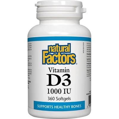 Natural Factors Vitamin D3, 1000 IU, 360 капсули, Natural Factors