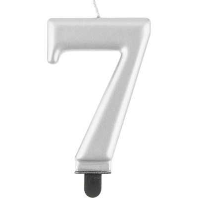 Godan Свещ за рожден ден 7 металик сребриста