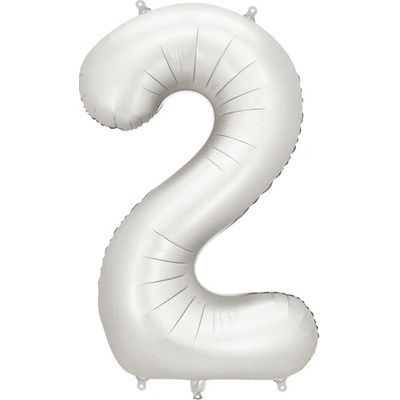 PartyDeco Balón Číslo 2 strieborný saténový 86 cm