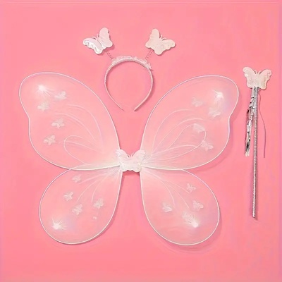 Комплект на фея с крила, диадема и вълшебна пръчка