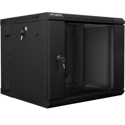 Lanberg rack cabinet 19 double-section wall-mount 9U / 600x600 for self-assembly (flat pack), black (WF02-6609-10B)