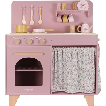 Little Dutch Детска дървена кухня Little Dutch - Pink, FSC, с аксесоари (LD2501)