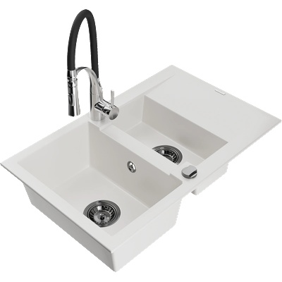 Mexen Gaspar гранитна кухненска мивка с 1, 5 корита с отцеди и кухненски (6507-20-73450-07-B)