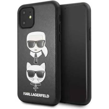 KARL LAGERFELD Луксозен Калъф за iPhone 11 Pro, KARL LAGERFELD Karl & Choupette Case, Черен (KLHCN58KICKC)