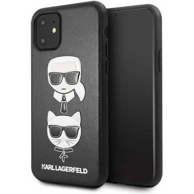 KARL LAGERFELD Луксозен Калъф за iPhone 11 Pro, Karl Lagerfeld Karl & Choupette Case, Черен (KLHCN58KICKC)