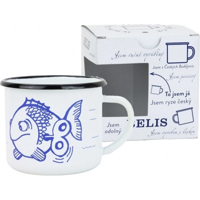 Belis Český plecháčik ø 8 cm 0,35 l biely Rybka v krabičke 11008-039RDM04