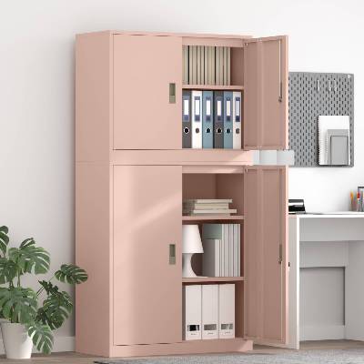 vidaXL Шкаф за съхранение 2 бр. Розово 90 x 40 x 175 см Стомана (3438718)