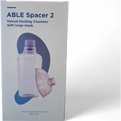 ABLE SPACER 2 Nadstavec inhalačný s ventilom s náustkom a s veľkou maskou 1 ks