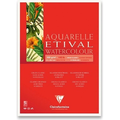 Clairefontaine Akvarelový blok Etival Classic Grain A4 10 listov 300 g