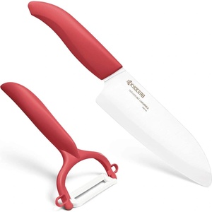 Kyocera Комплект керамичен нож серия "GEN" и белачка - цвят червен (Kyocera-FK-140-WH-RD-+-CP-10-NRD)