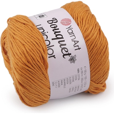 Prima-obchod Bavlněná pletací příze Bouquet Unicolor 100 g, barva 4 (3208) hořčicová tmavá